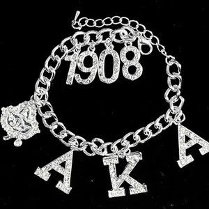 Alpha Kappa Alpha Austrian Crystal Charm Bracelet